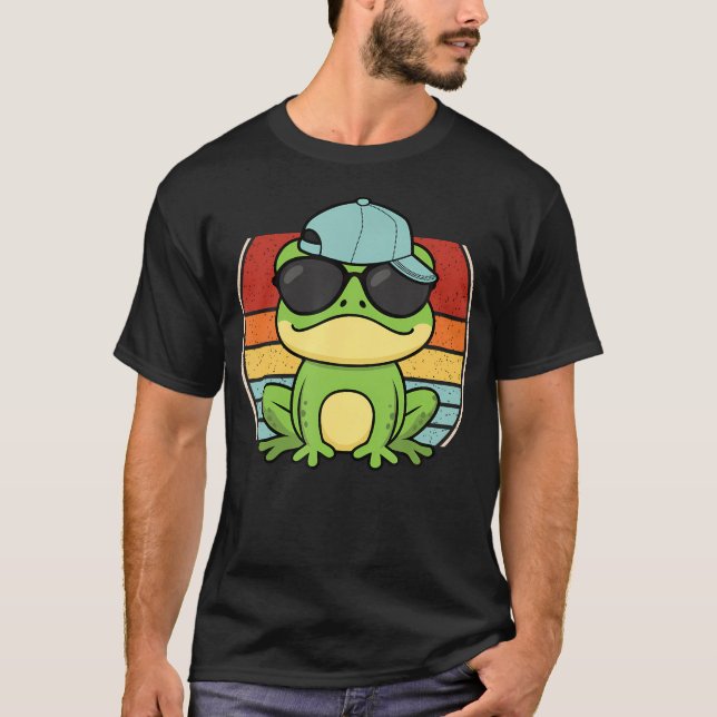 Cool Frog Sunglasses Retro Frog Lover T-Shirt (Front)