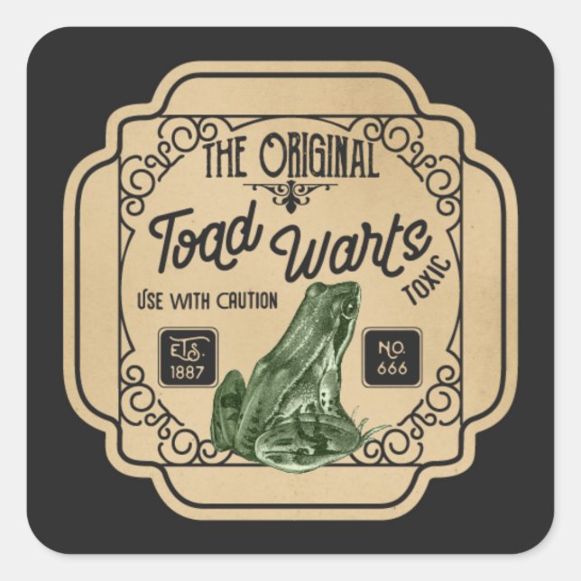 Cool frog warts Halloween witch potion Square Sticker (Front)