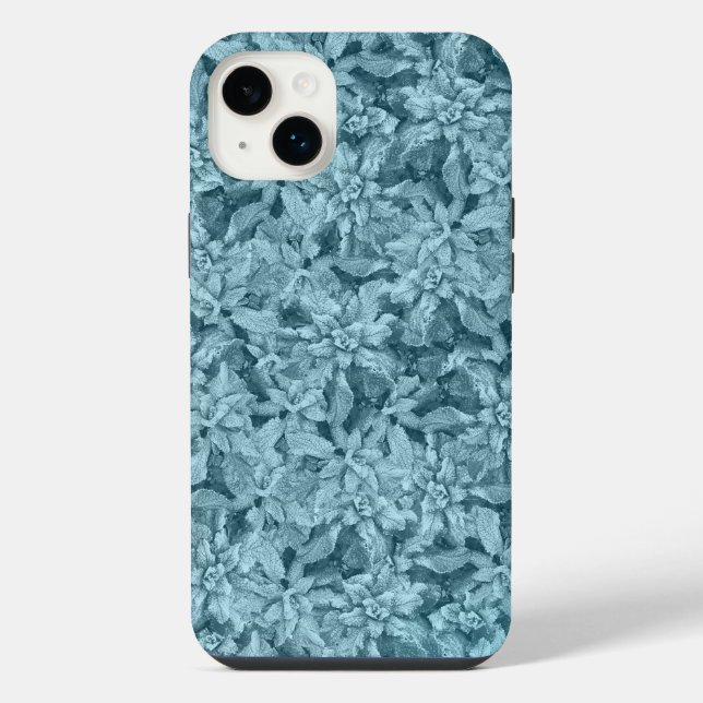 Cool Frosty Foliage-Turquoise iPhone Case (Back)