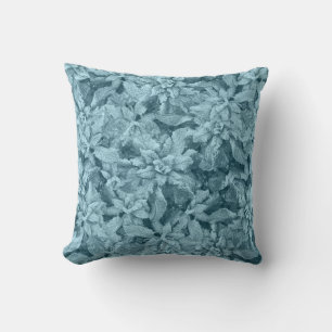 Cool Frosty Foliage-Turquoise  Throw Pillow