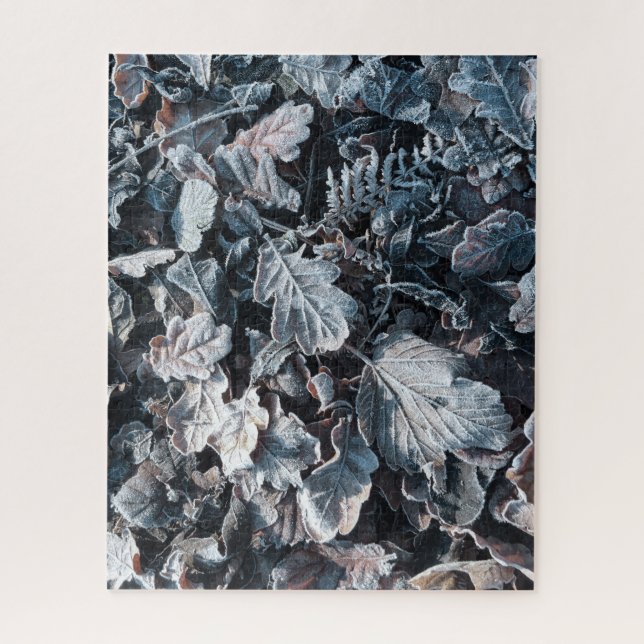 Cool frosty leaves jigsaw puzzle (Vertical)