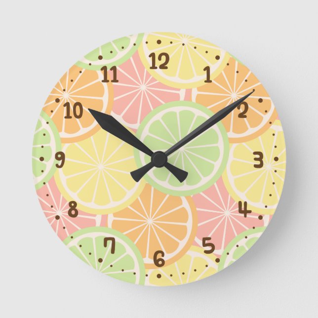 Cool Fruity Summer Teens Room Decor Round Clock (Front)