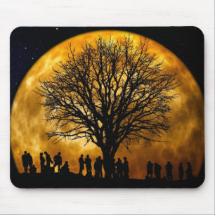 Cool Full Harvest Moon Tree Silhouette Gifts Mouse Pad