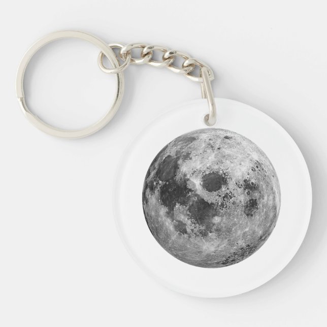 Cool Full Moon Graphic Space Astronomy Science Keychain (Front)