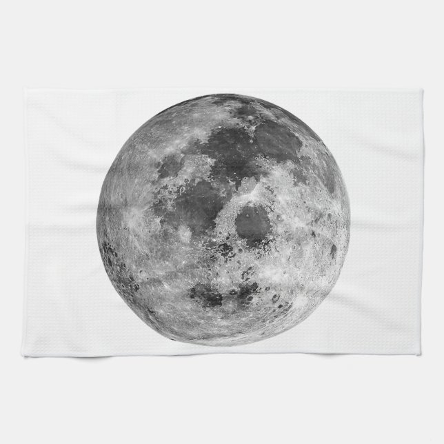 Cool Full Moon Graphic Space Astronomy Science Kitchen Towel (Horizontal)