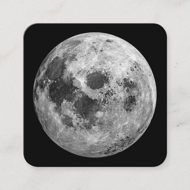 Cool Full Moon Graphic Space Astronomy Science Square Business Card (Front)
