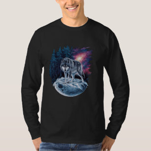 Cool Full Wolf Hunting Ground, Icy Moon, Forest, G T-Shirt