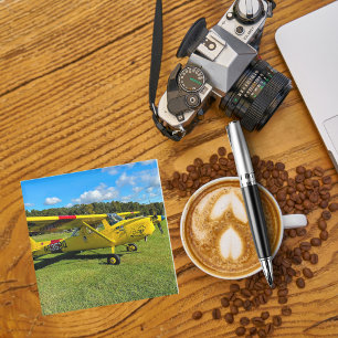 Cool Fun Airplane Photo, Pilot Family, Aviation  Glass Coaster