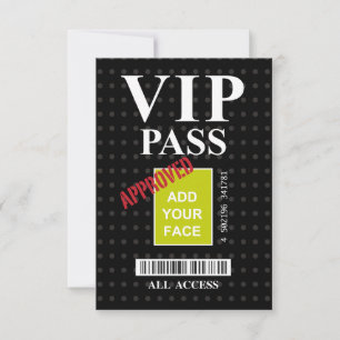 Cool fun black and white customizable VIP Pass…