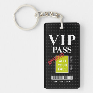 Cool fun black and white customizable VIP Pass… Keychain