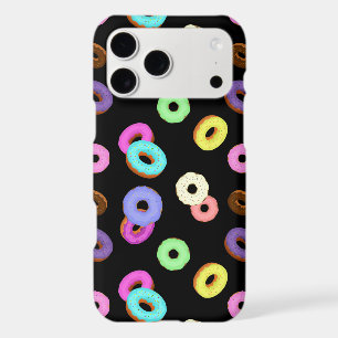 Cool fun colourful doughnuts pattern black