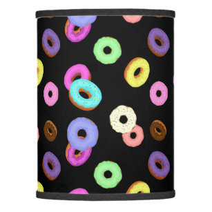 Cool fun colourful doughnuts pattern black lamp shade