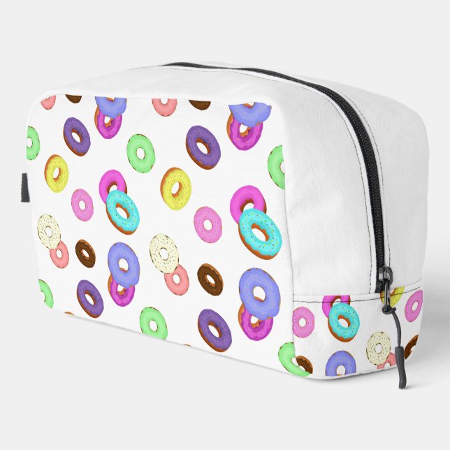 Cool fun colourful doughnuts pattern white dopp kit (Right Corner)