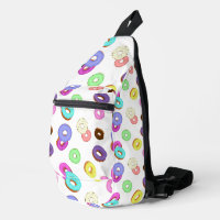Cool fun colourful doughnuts pattern white