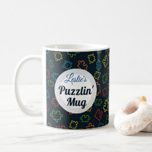 Cool fun colourful jigsaw puzzle pieces pattern, coffee mug