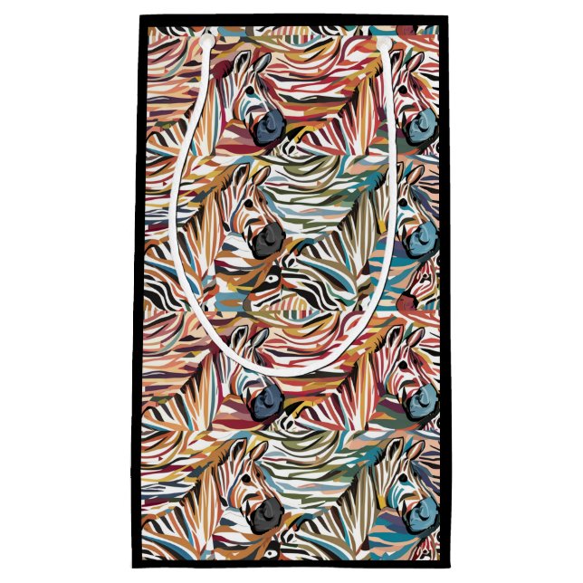 Cool Fun Colourful Zebra Print Abstract Small Gift Bag (Front)