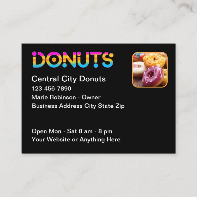 Cool Fun Donut Theme Doughnut Shop Business Card (Front)