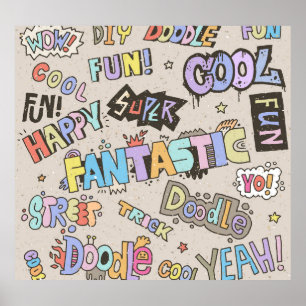 Cool Fun Doodle Lettering Vintage Poster