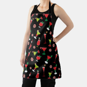 Cool Fun Festive Retro Christmas Cocktails Apron