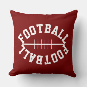 Cool Fun FOOTBALL Shape Text On Vintage Red Throw Pillow