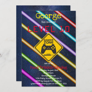 Cool, Fun Gaming Boy's Birthday Party Invitation