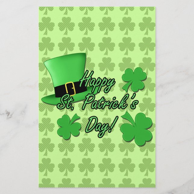 Cool fun Green top hat  Shamrocks St. Patricks Day Flyer (Front)