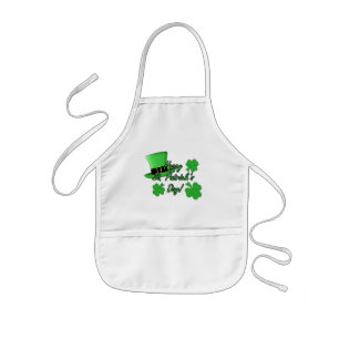Cool fun Green top hat  Shamrocks St. Patricks Day Kids Apron