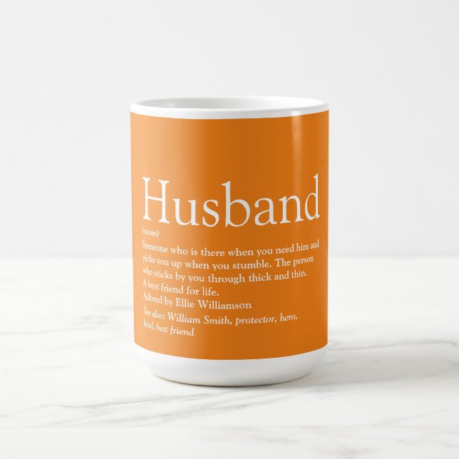 Cool Fun Husband Definition Quote Orange Coffee Mug (Center)