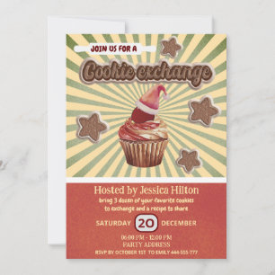 Cool fun joyful typography cookie exchange party invitation