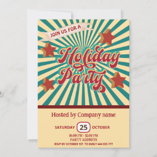 Cool fun joyful typography corporate holiday party invitation