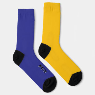 Cool Fun Orange Blue Solid Colour Mismatched  Socks