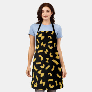 Cool fun pasta macaroni pattern on black apron