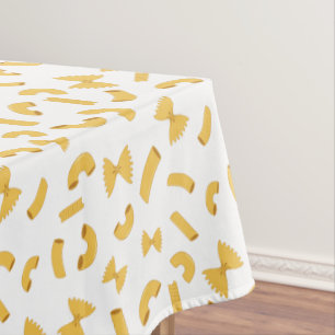 Cool fun pasta macaroni pattern on white tablecloth