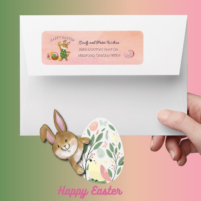 Cool Fun Pink Easter Bunny  Return Address  (Cool Fun Pink Easter Bunny Return Address Label )