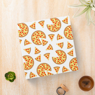 Cool fun pizza and slices pattern on white binder