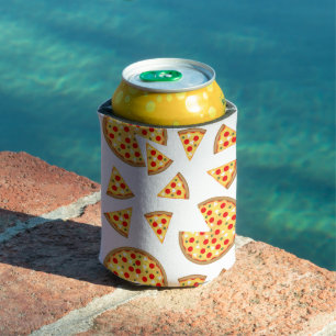 Cool fun pizza and slices pattern on white can cooler
