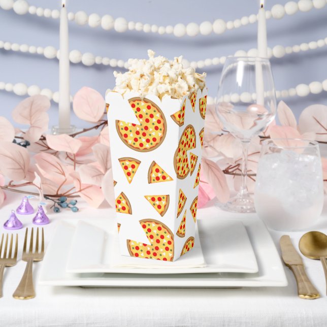 Cool fun pizza and slices pattern on white favor box (Wedding)