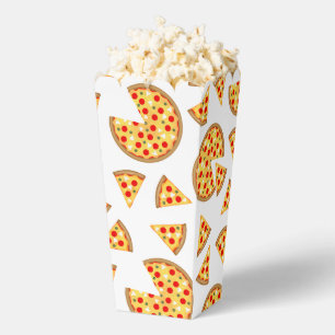 Cool fun pizza and slices pattern on white favor box