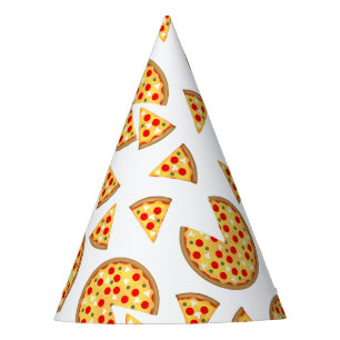 Cool fun pizza and slices pattern on white party hat