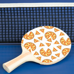 Cool fun pizza and slices pattern on white ping pong paddle