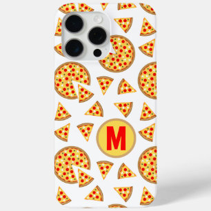 Cool fun pizza and slices pattern white Monogram iPhone 15 Pro Max Case