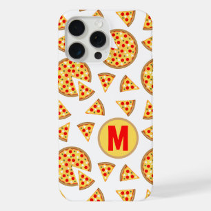 Cool fun pizza and slices pattern white Monogram iPhone 15 Pro Max Case