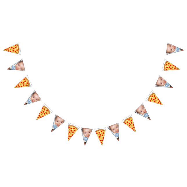 Cool fun pizza party kids birthday custom photo  bunting flags (All)