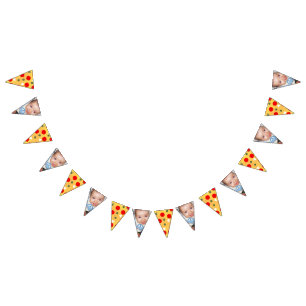 Cool fun pizza party kids birthday custom photo  bunting flags