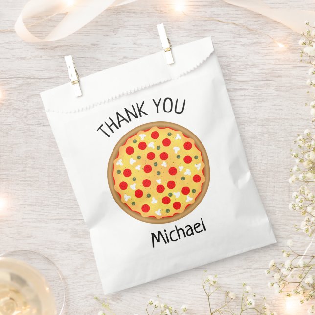 Cool fun pizza party kids birthday favour bag (Clipped)