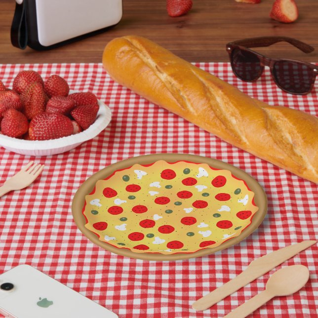 Cool fun pizza party kids birthday paper plate (Picnic)