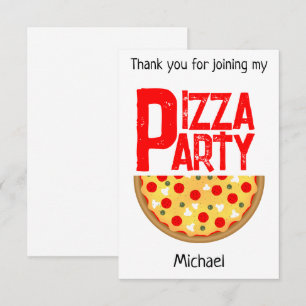 Cool fun pizza party kids birthday thank you card