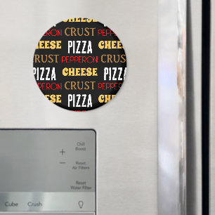Cool fun pizza pepperoni cheese crust text pattern magnet