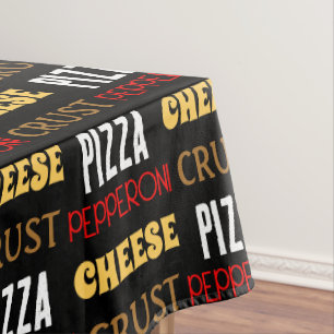 Cool fun pizza pepperoni cheese crust text pattern tablecloth