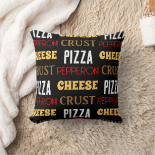Cool fun pizza pepperoni cheese crust text pattern throw pillow
